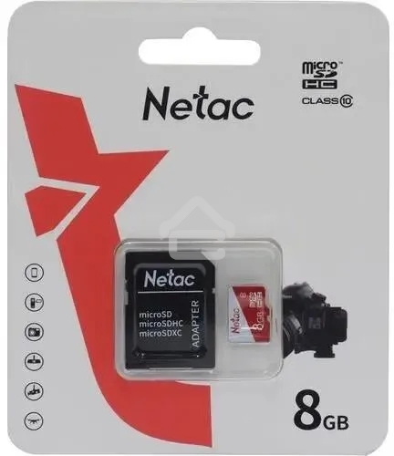Флеш карта Netac P500 ECO MicroSDHC 8Gb C10 NT02P500ECO-008G-R,, адаптер в комплекте