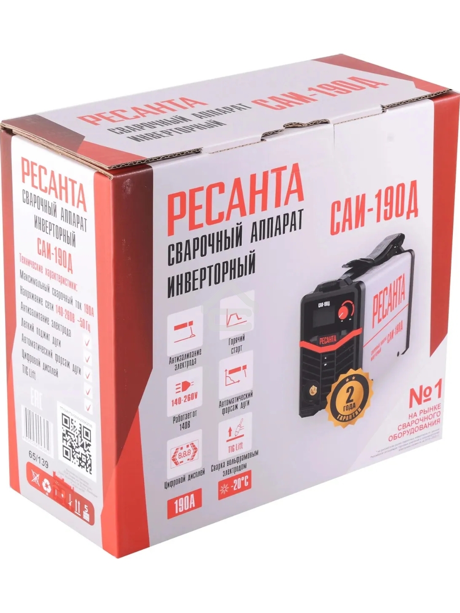 Сварочный аппарат Ресанта САИ-190Д инвертор ММА/TIG 7.2кВт