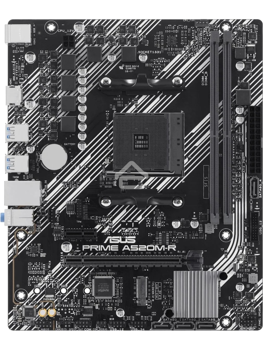 Материнская плата ASUS PRIME A520M-R, AM4, AMD A520, 2xDDR4, 4xSATA, 1xM.2, 1xPCIe 3.0 x16, 1xPCIe x1, 1xHDMI, 1x 1Gb LAN, 2xUSB-A 2.0, 4xUSB-A 3.2 Gen 1, 3x3.5 мм, 7.1, mATX