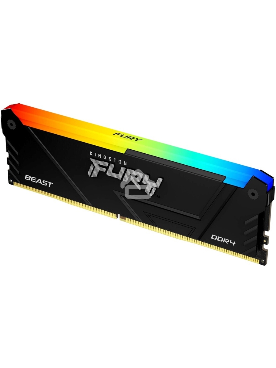Оперативная память Kingston Fury Beast, DDR4, 8GB (1x8GB), 2666MHz, CL16, DIMM, с радиатором, RGB, чёрный