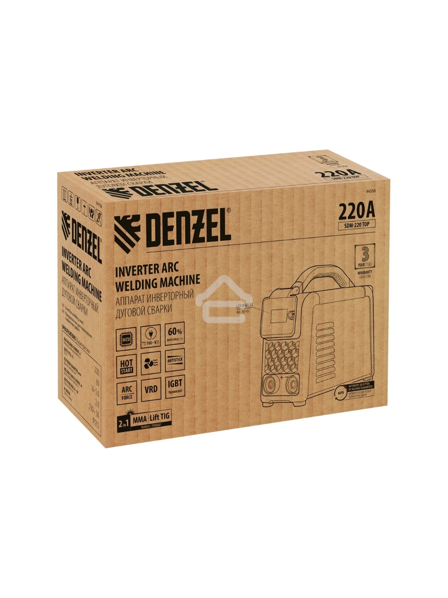 Аппарат инвертор. дуговой сварки SDM-220 Top, 220 А, ПВ 60% кейс Denzel