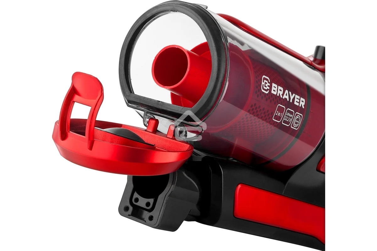 Пылесос вертикальный BRAYER BR4260 красный, питание от аккумулятора, 120 Вт, уборка сухая, пылесборник 0.6 л, работа от АКБ max 40 мин