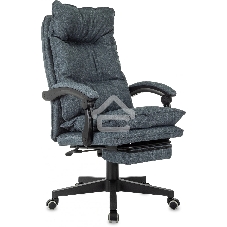 Кресло руководителя Бюрократ CH-820MSG-F синий 38-416, крестов. пластик, подст. для ног