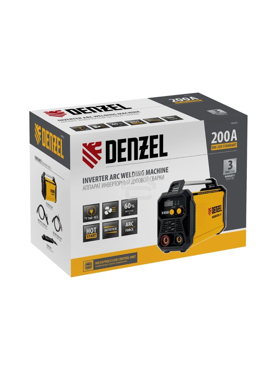 Аппарат инвертор. дуговой сварки DM-200 Standart, 200 А, ПВ 60% Denzel