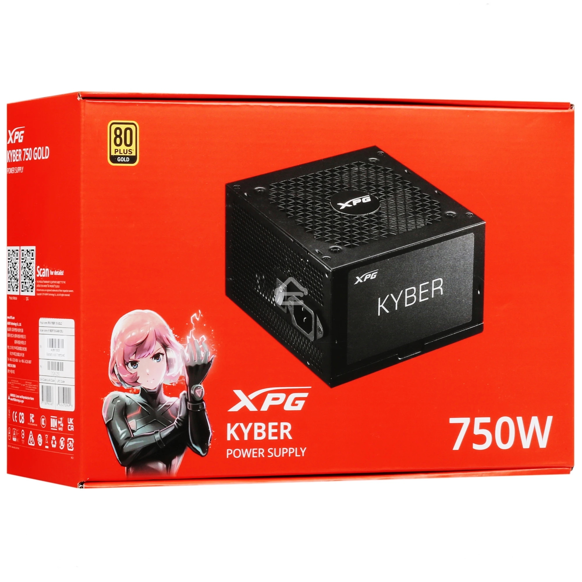 Блок питания ADATA XPG KYBER 750 (KYBER750G-BKCEU), 750Вт, 80 PLUS Gold, 120мм, черный