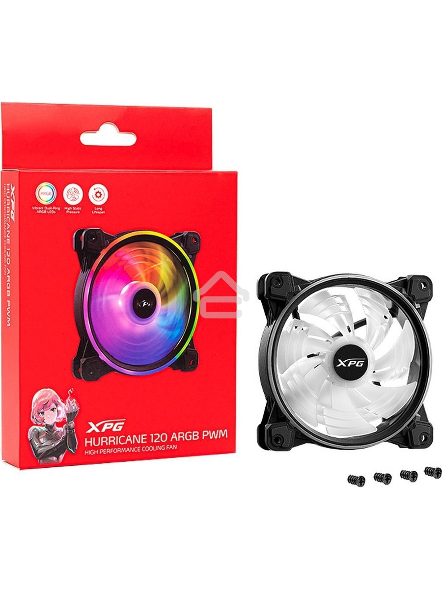 Вентилятор для корпуса ADATA XPG HURRICANE 120 PWM ARGB черный, 120 мм, пластик, 2000 об/мин, 18.17 дБ, 4 pin