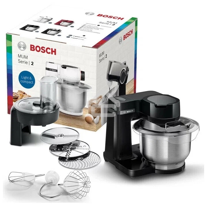 Кухонный комбайн Bosch MUMS2EB01, 700 Вт, 4 скорости, металл чаша 3,8 л, черный