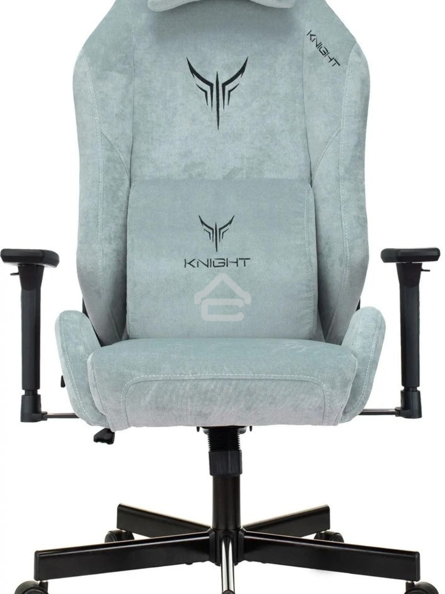 Кресло игровое Knight N1 Fabric серо-голубой Light-28 с подголов. крестовина металл