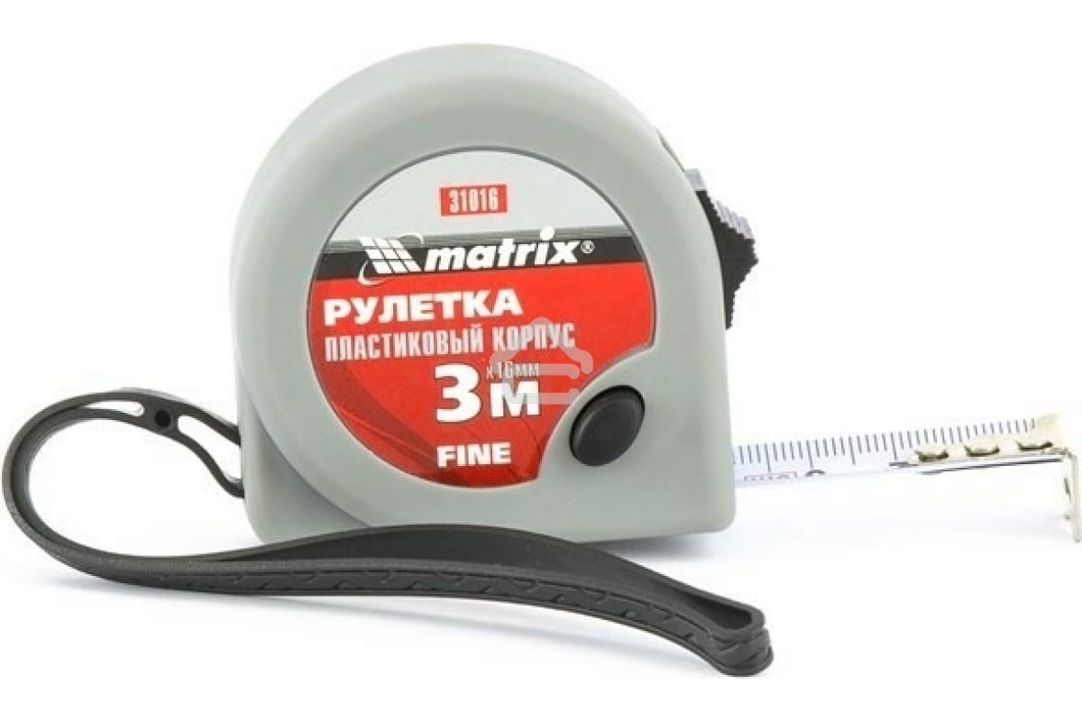 Рулетка Matrix Fine, 3 м х 16 мм, пластиковый корпус