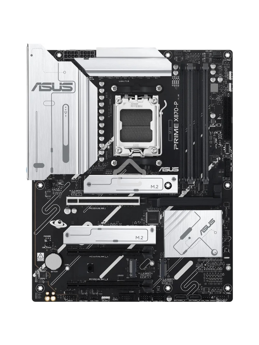 Материнская плата ASUS PRIME X870-P, AM5, AMD X870, 4xDDR5, 2xSATA, 4xM.2, 1xPCI-E 5.0 x16, 1xPCI-E 4.0 x16, 1xPCI-E x1, 1xHDMI, 2xUSB Type-C, 1x2.5Gb LAN, 4xUSB-A 3.2 Gen 1, 1xUSB 3.2 Gen 2, 3x3.5 мм, 7.1, ATX