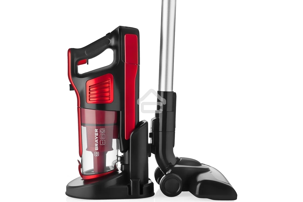 Пылесос вертикальный BRAYER BR4260 красный, питание от аккумулятора, 120 Вт, уборка сухая, пылесборник 0.6 л, работа от АКБ max 40 мин