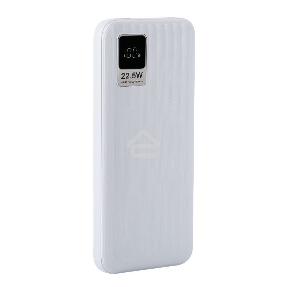 Портативный аккумулятор Perfeo Powerbank WATERFALL 10000 mAh/LED дисплей/PD + QC 3.0/Type-C/2 USB/Выход: 5A, max 22.5Wбелый (PF_E1468)