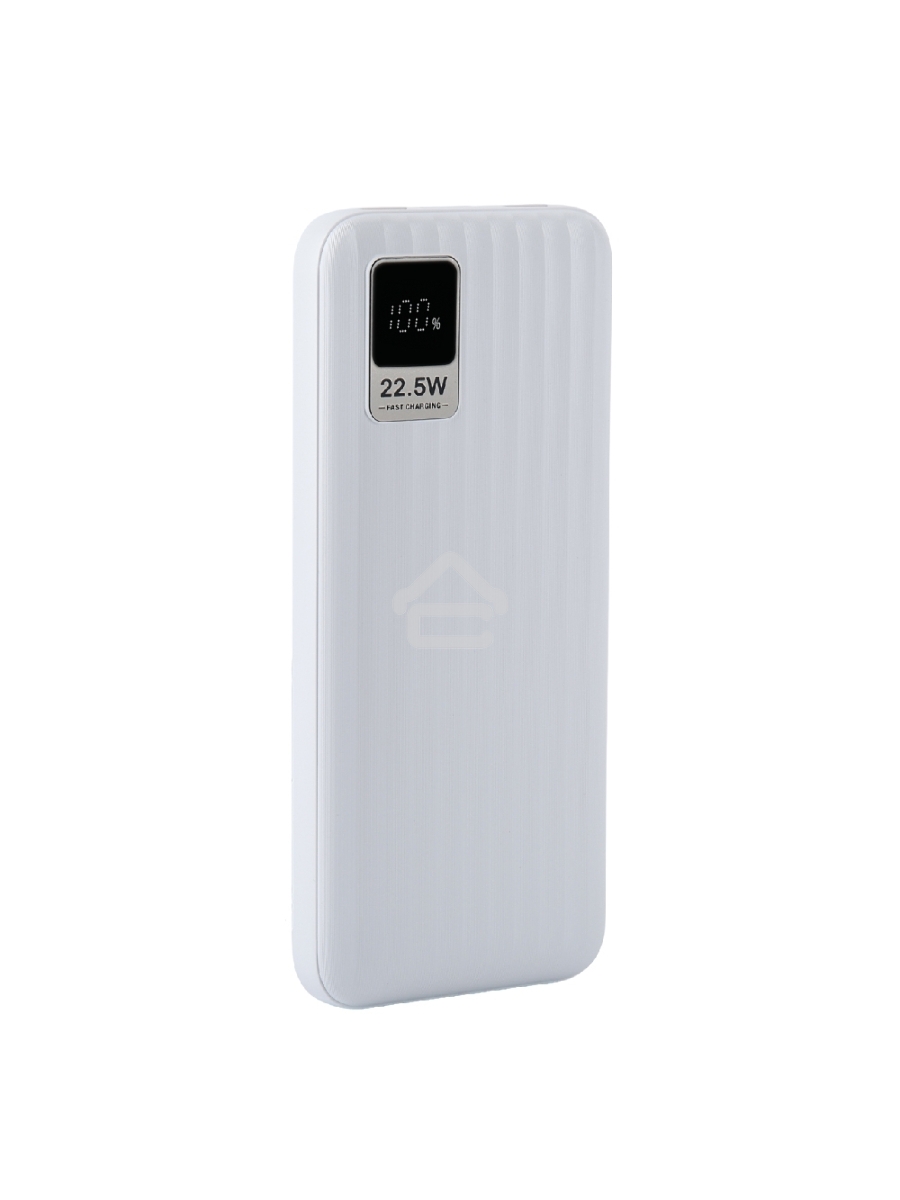 Мобильный аккумулятор Perfeo Powerbank WATERFALL 10000 mAh/LED дисплей/PD + QC 3.0/Type-C/2 USB/Выход: 5A, max 22.5Wбелый (PF_E1468)