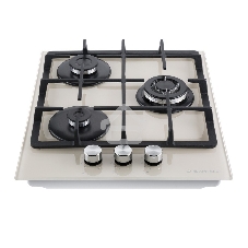 Газовая варочная панель Maunfeld EGHG.43.33CBG/G газ, ширина 45 см, 3 конфорки, WOK, чугунные решетки, газ-контроль, электроподжиг, бежевый