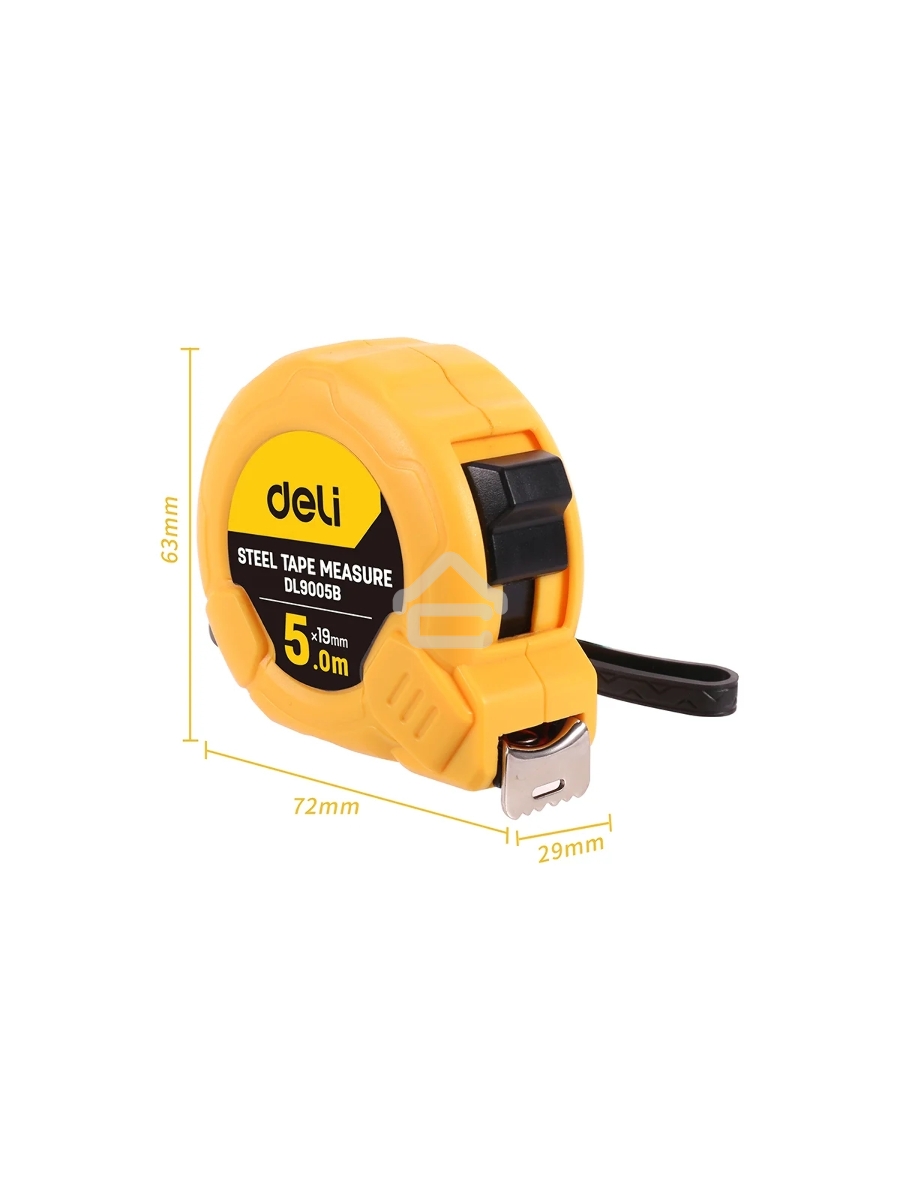 Рулетка Deli DL9005B 5м*19мм Метрическая. Корпус ударопрочный.
