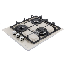 Газовая варочная панель Maunfeld EGHG.43.33CBG/G газ, ширина 45 см, 3 конфорки, WOK, чугунные решетки, газ-контроль, электроподжиг, бежевый