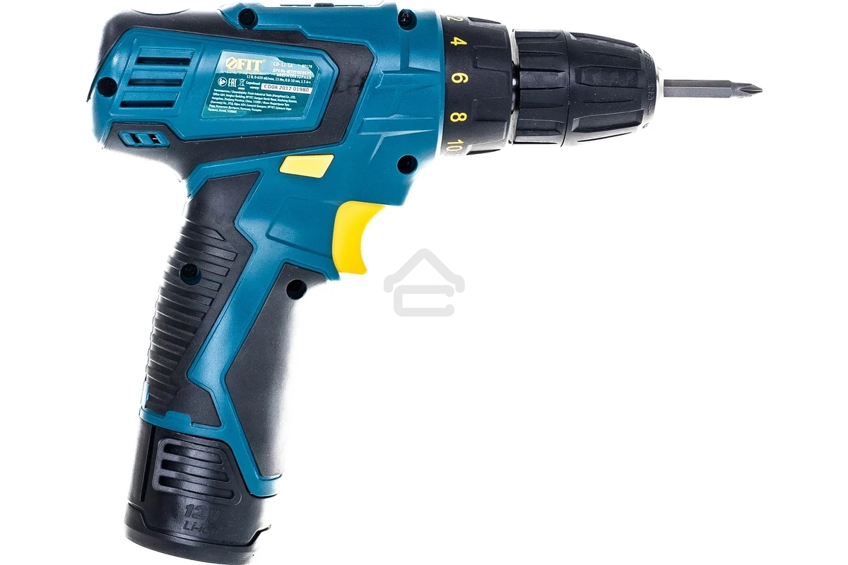 Дрель-Шуруповерт Fit 80179, Аккумуляторная, 12В