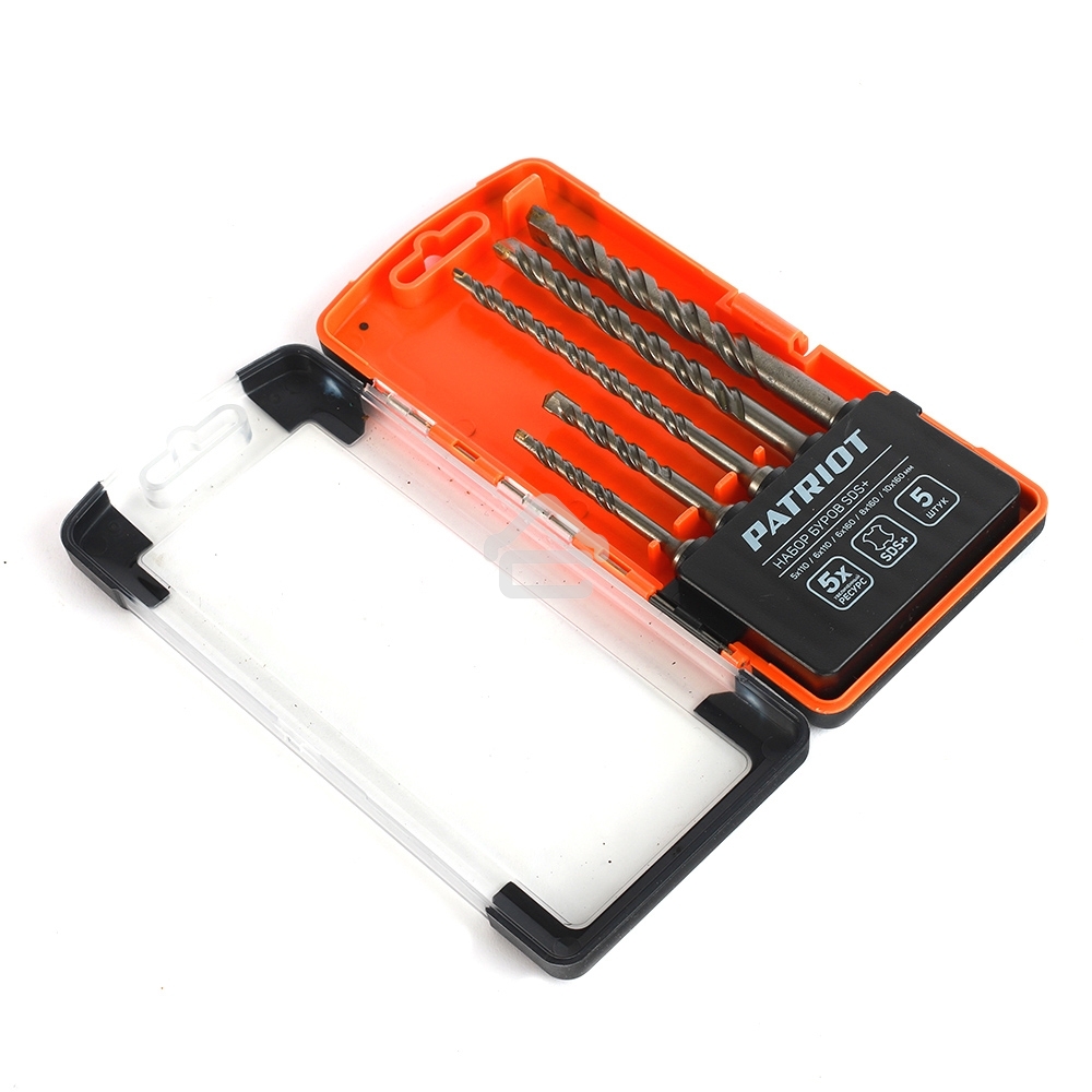 Набор буров PATRIOT SDS Plus, 5 шт: 5x110мм, 6x110мм, 6x160мм, 8x160мм, 10x160мм в боксе