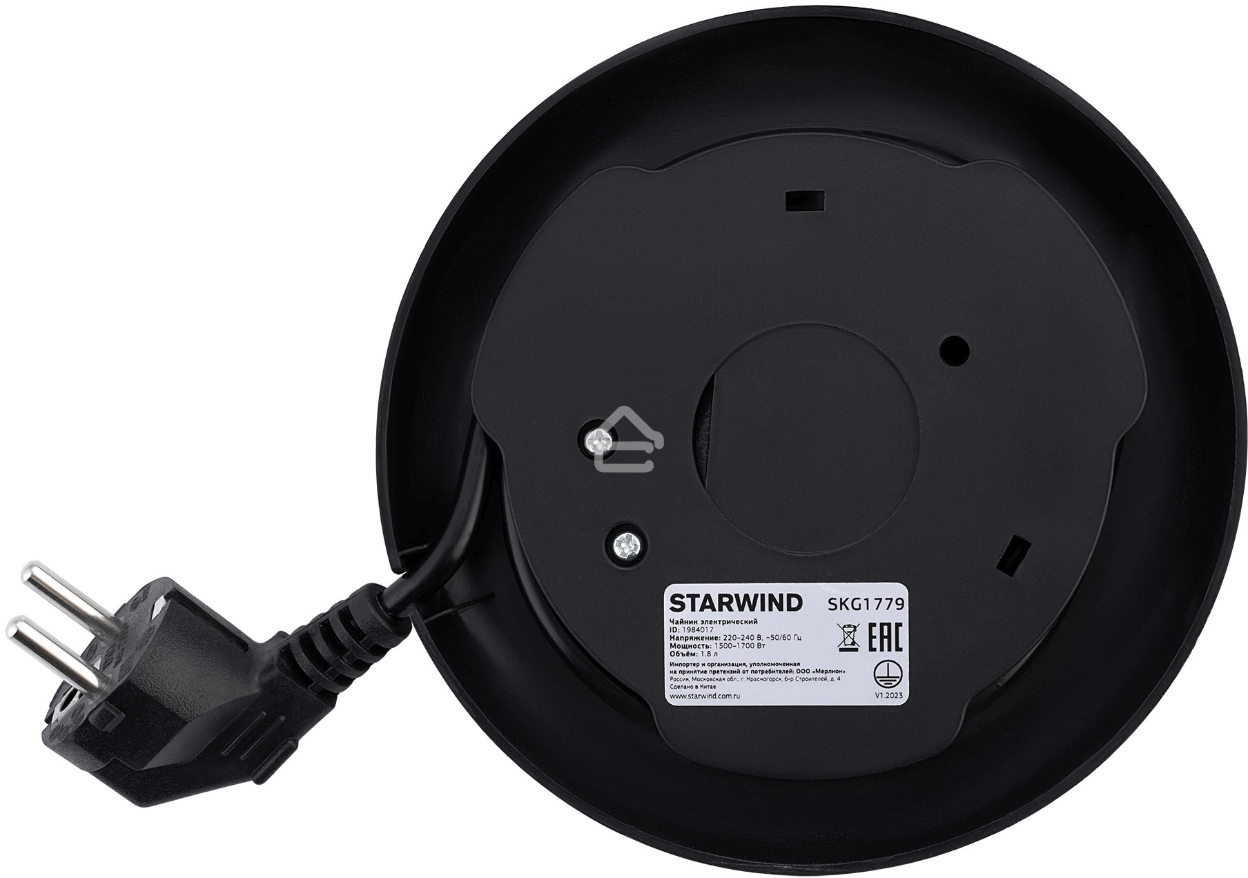 Чайник электрический Starwind SKG1779 1.8 л, 1700 Вт, прозрачный/черный корпус: стекло