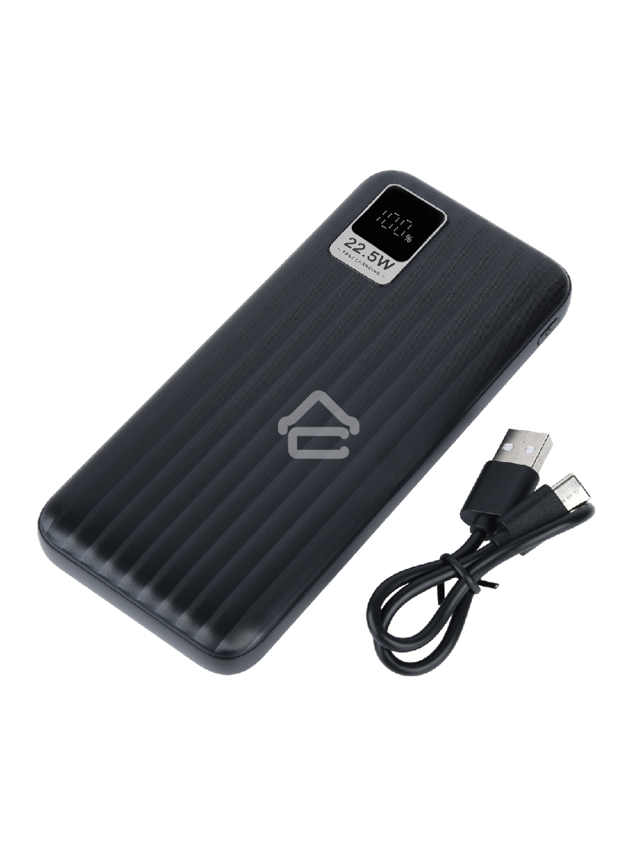Мобильный аккумулятор Perfeo Powerbank WATERFALL 10000 mAh/LED дисплей/PD + QC 3.0/Type-C/2 USB/Выход: 5A, max 22.5Wчерный (PF_E1469)
