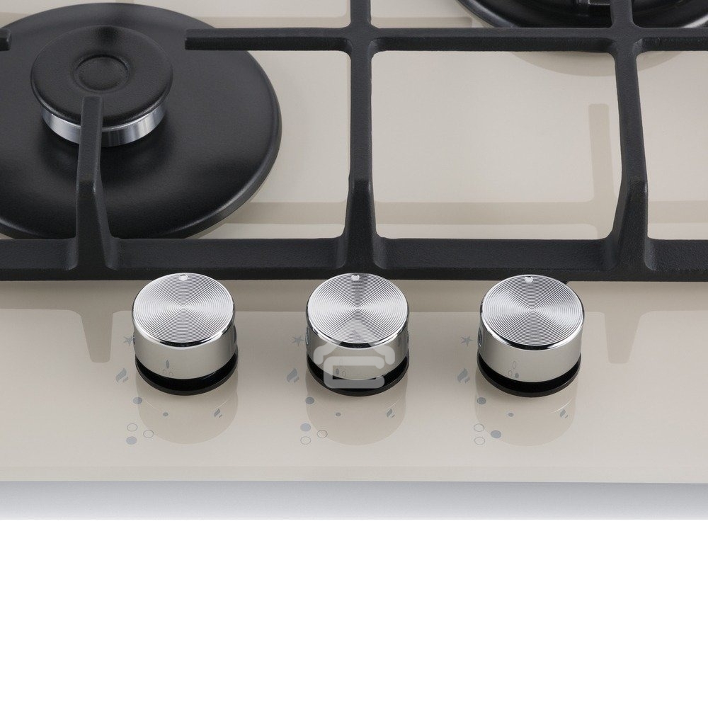 Газовая варочная панель Maunfeld EGHG.43.33CBG/G газ, ширина 45 см, 3 конфорки, WOK, чугунные решетки, газ-контроль, электроподжиг, бежевый