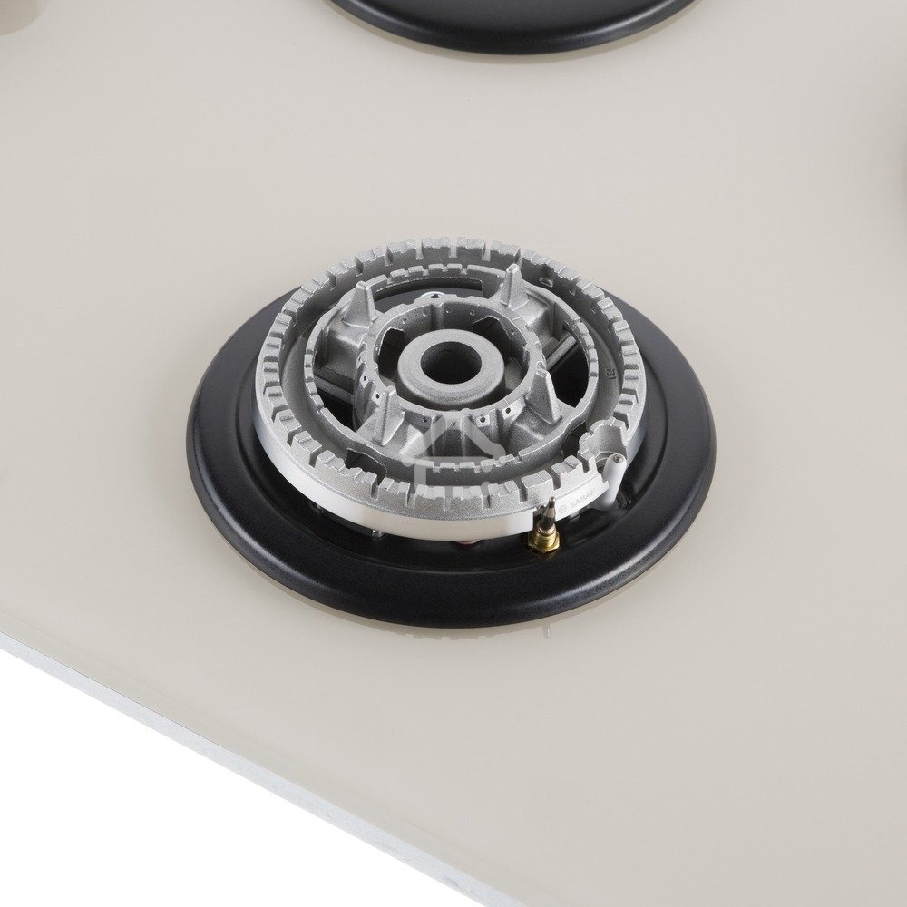 Газовая варочная панель Maunfeld EGHG.43.33CBG/G газ, ширина 45 см, 3 конфорки, WOK, чугунные решетки, газ-контроль, электроподжиг, бежевый