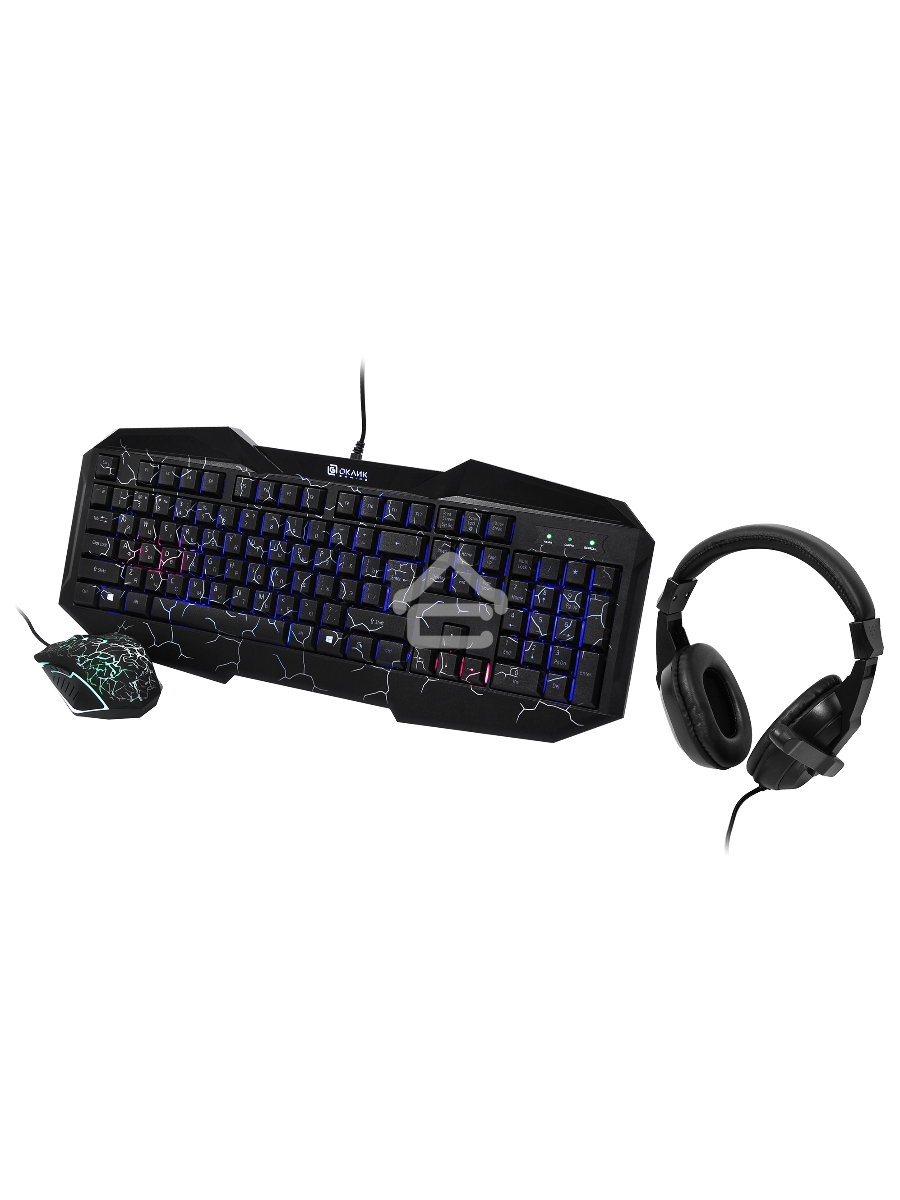 Игровой комплект Oklick HS-HKM100G черный 2.2м мониторы оголовье