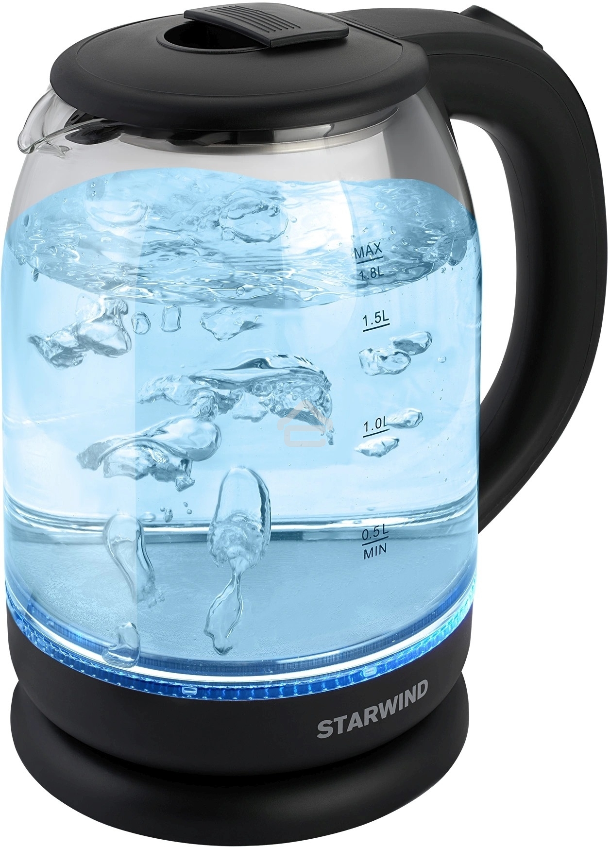 Чайник электрический Starwind SKG1779 1.8 л, 1700 Вт, прозрачный/черный корпус: стекло