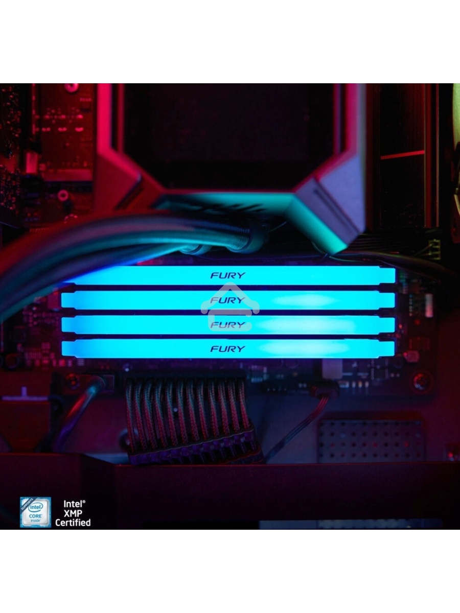 Оперативная память Kingston Fury Beast, DDR4, 16GB (2x8GB), 3600MHz, CL17, DIMM, с радиаторами, RGB, черный