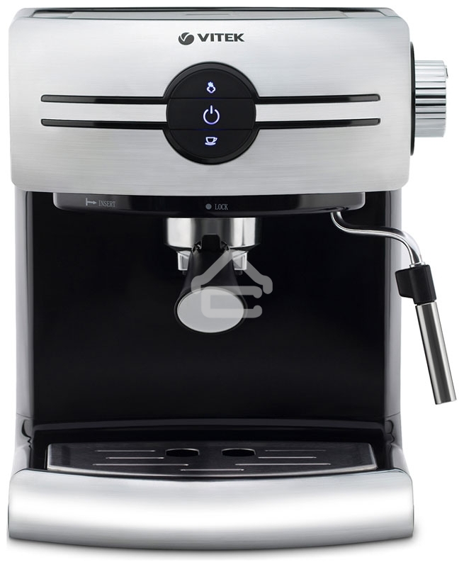Кофеварка рожковая Vitek VT-1507 серебристый/черный, исп. кофе - молотый, 1.5 л, 1050 Вт, 15 Бар.