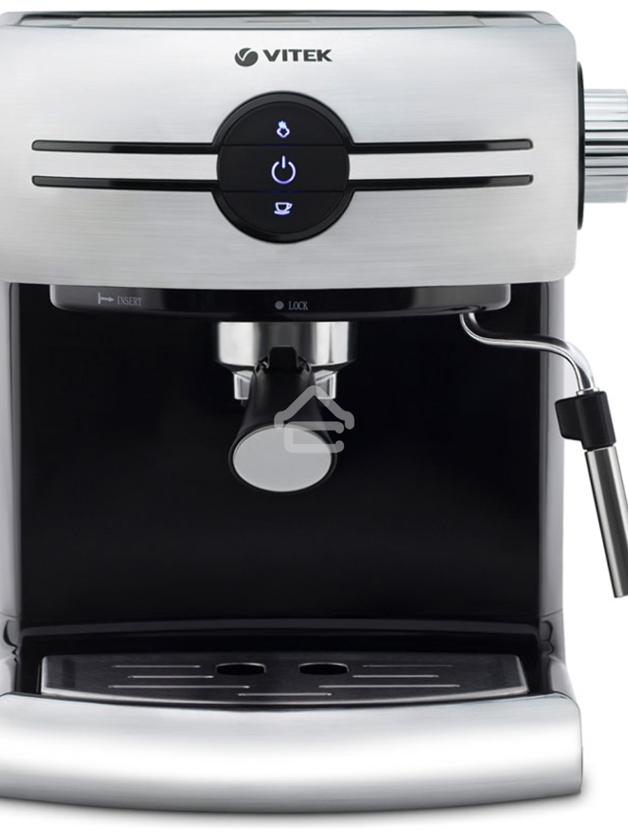 Кофеварка рожковая Vitek VT-1507 серебристый/черный, исп. кофе - молотый, 1.5 л, 1050 Вт, 15 Бар.