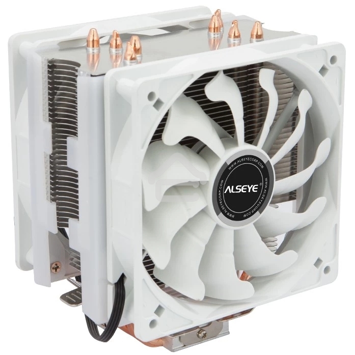 Кулер для процессора Alseye S120D-W белый, 120 мм, алюминий/медь, 1700 об/мин, 38.8 дБ, 4 pin, 135 Вт, 153 мм