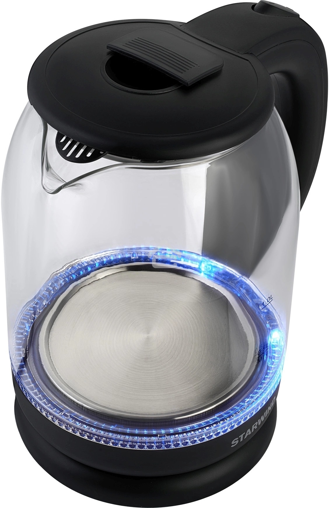 Чайник электрический Starwind SKG1779 1.8 л, 1700 Вт, прозрачный/черный корпус: стекло