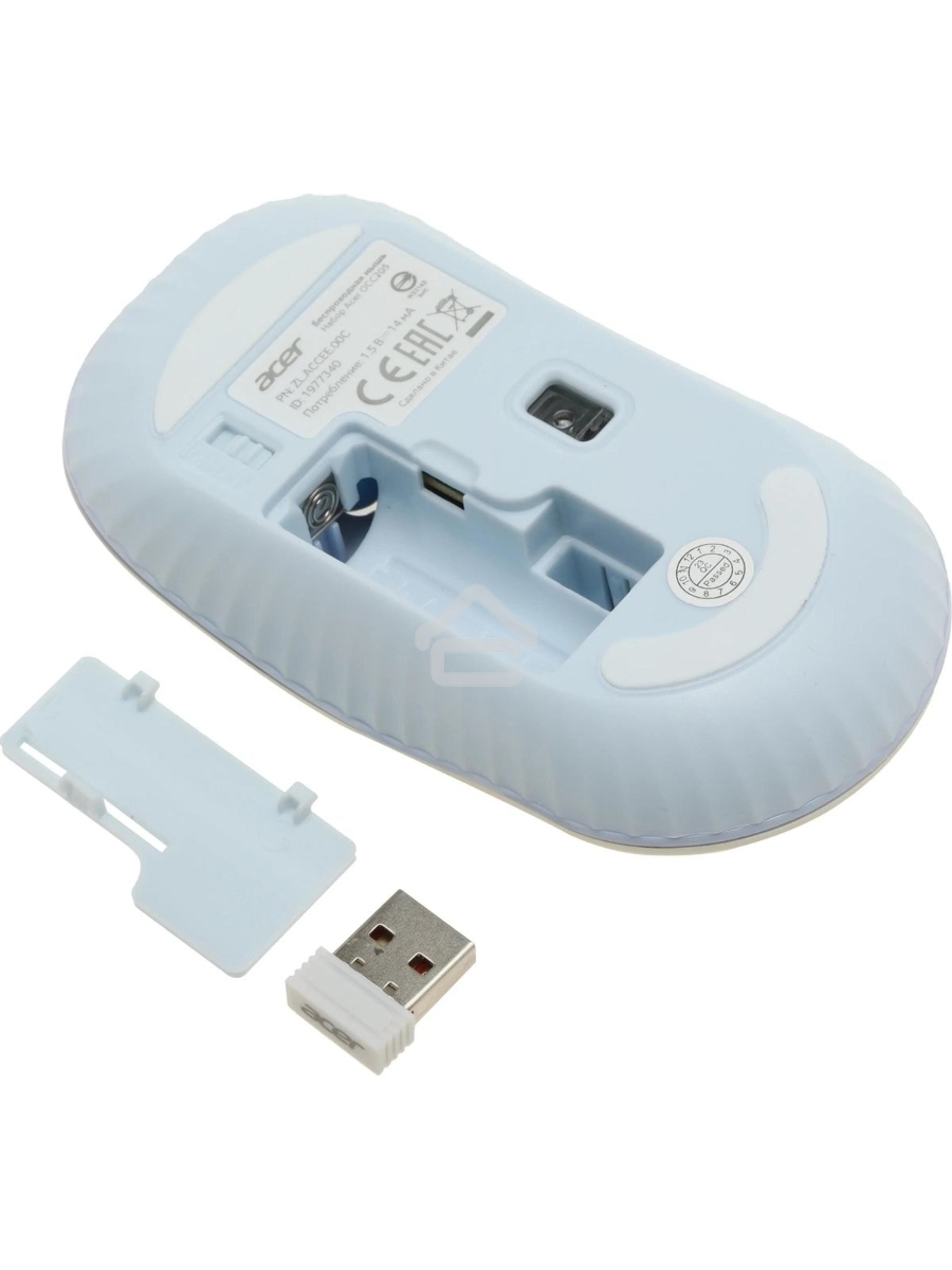 Клавиатура + мышь Acer OCC205 беспроводной USB, 1200 dpi, белый/голубой