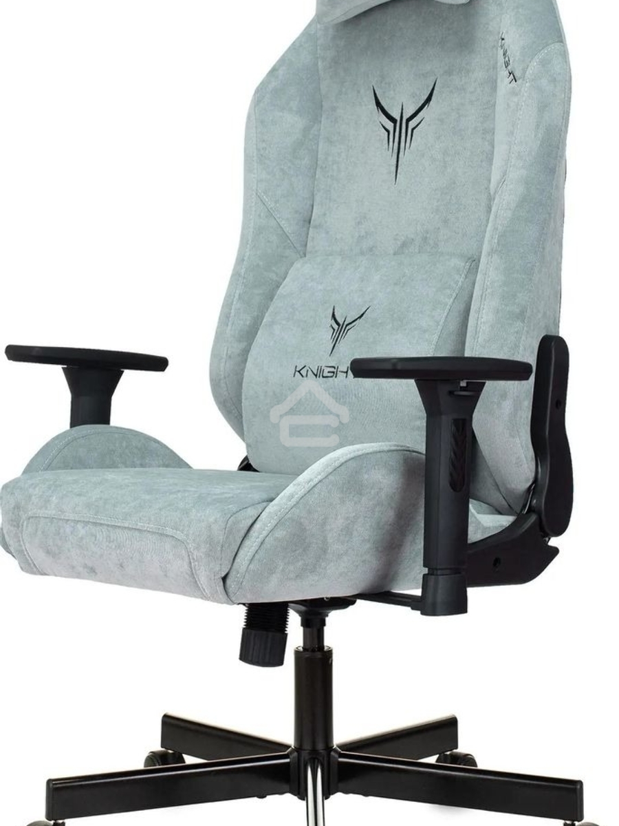 Кресло игровое Knight N1 Fabric серо-голубой Light-28 с подголов. крестовина металл