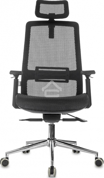 Кресло руководителя Бюрократ MC-912-H черный, сетка с подголов. крестов. металл хром