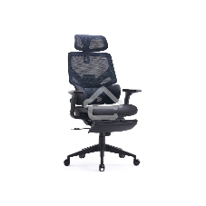 Кресло офисное Cactus CS-CHR-MC01-BLBK синий, сиденье черный, сетка/ткань, с подголов. крестов. пластик, подст. для ног