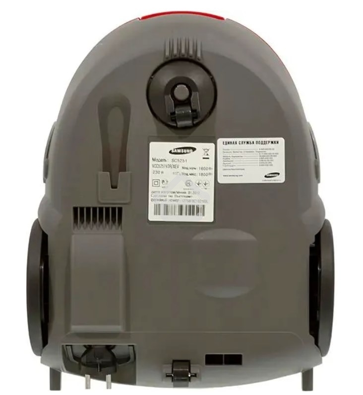 Пылесос Samsung VCC5251V3R 1800Вт, красный 410/1800 Вт, уборка сухая, пылесборник мешок, контейнер 2л