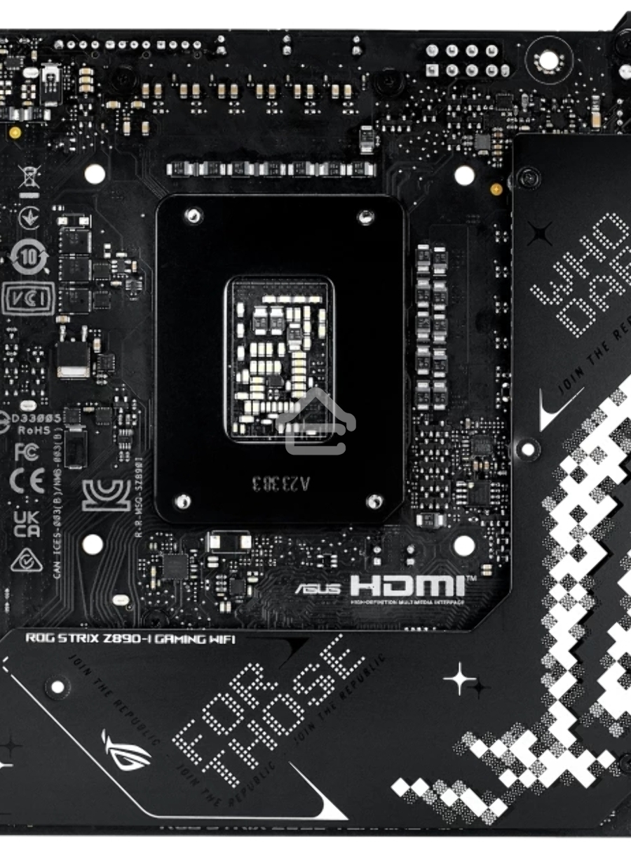 Материнская плата ASUS ROG STRIX Z890-I GAMING WIFI, LGA1851, Intel Z890, 2xDDR5, 2xSATA, 2xM.2, 1xPCI-E 5.0 x16, 1xHDMI, 2xThunderbolt 4, 1x2.5Gb LAN, 9xUSB-A, 1xUSB-C, 5.1, Mini-ITX