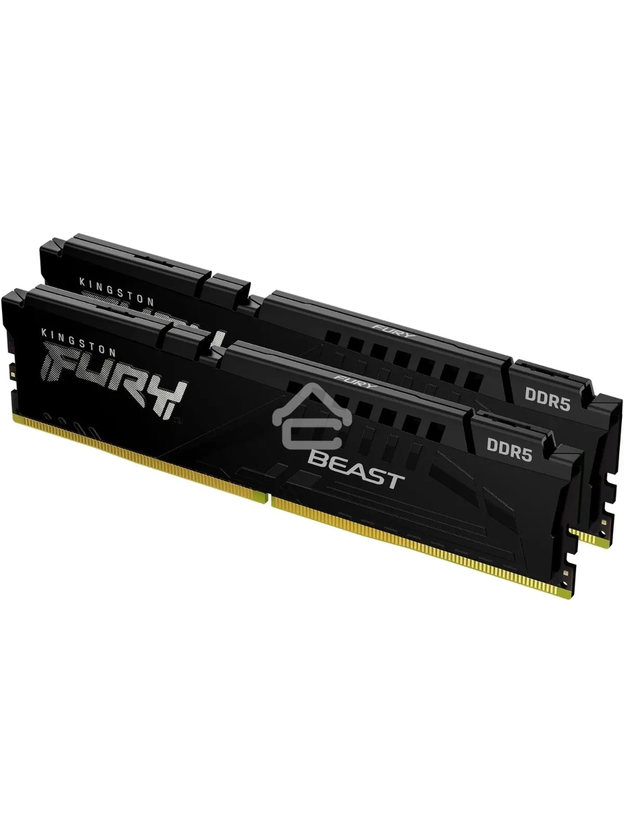 Оперативная память Kingston Fury Beast, DDR5, 32GB (2x16GB), 5600MHz, CL36, DIMM, с радиаторами, черный