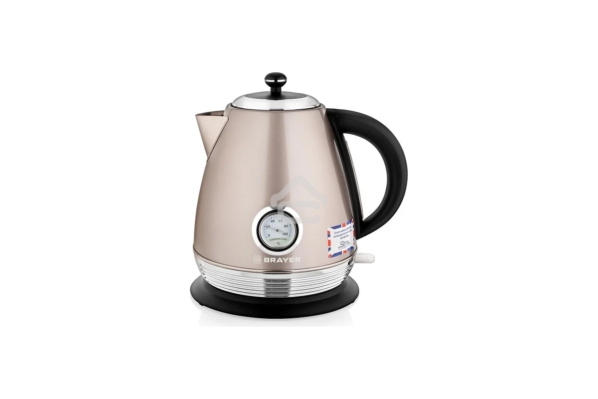 Чайник электрический BRAYER BR1007, 2200 Вт, 1,7 л, Strix, автоотключ, нержав.сталь, встроен.термом