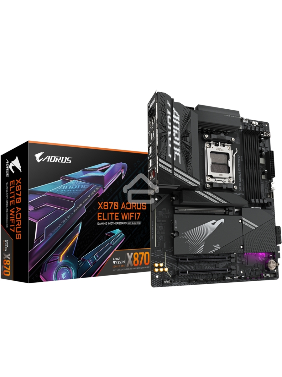 Материнская плата Gigabyte X870 AORUS ELITE WIFI7, AM5, AMD X870, 4xDDR5, 4xSATA, 4xM.2, 1xPCI-E 5.0 x16, 1xPCI-E 4.0 x4, 1xPCI-E 3.0 x2, 1xHDMI, 1x 2.5Gb LAN, 4xUSB-A 3.2 Gen 1, 2xUSB-A 3.2 Gen 2, 4xUSB-A 2.0, 2xUSB-C 4.0, 2x3.5 мм, 7.1, ATX