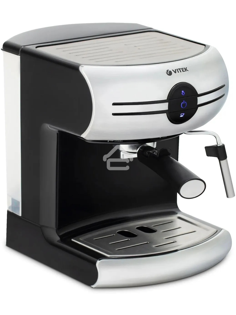 Кофеварка рожковая Vitek VT-1507 серебристый/черный, исп. кофе - молотый, 1.5 л, 1050 Вт, 15 Бар.