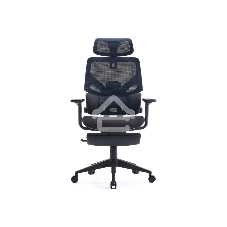 Кресло офисное Cactus CS-CHR-MC01-BLBK синий, сиденье черный, сетка/ткань, с подголов. крестов. пластик, подст. для ног