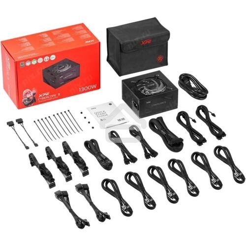 Блок питания ADATA XPG CYBERCORE II 1300W RTL (CYBERCOREII1300P-BKCEU), 1300Вт, 80 PLUS Platinum, 120мм, модульный, черный