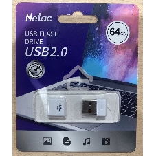 Флешка USB Netac U116 64Gb <NT03U116N-064G-20WH>, USB 2.0, миниатюрная пластиковая белая
