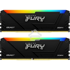 Оперативная память Kingston Fury Beast, DDR4, 16GB (2x8GB), 3600MHz, CL17, DIMM, с радиаторами, RGB, черный