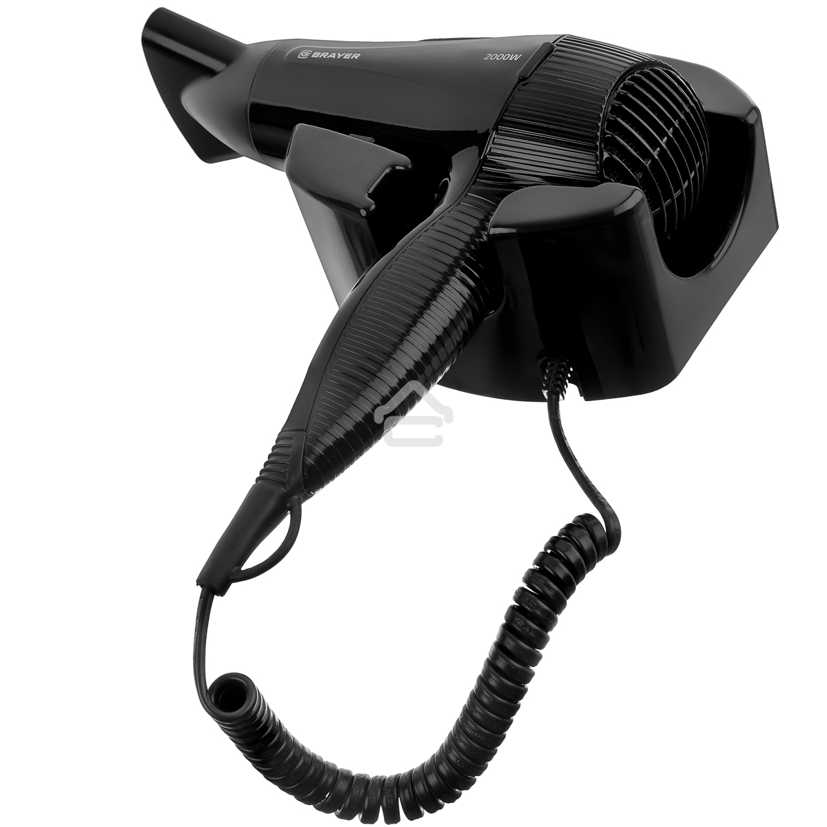 Фен настенный BRAYER BR3021BK, 2000, 2 скор, 2 реж нагрева, концентратор, холод, 1,8 м,