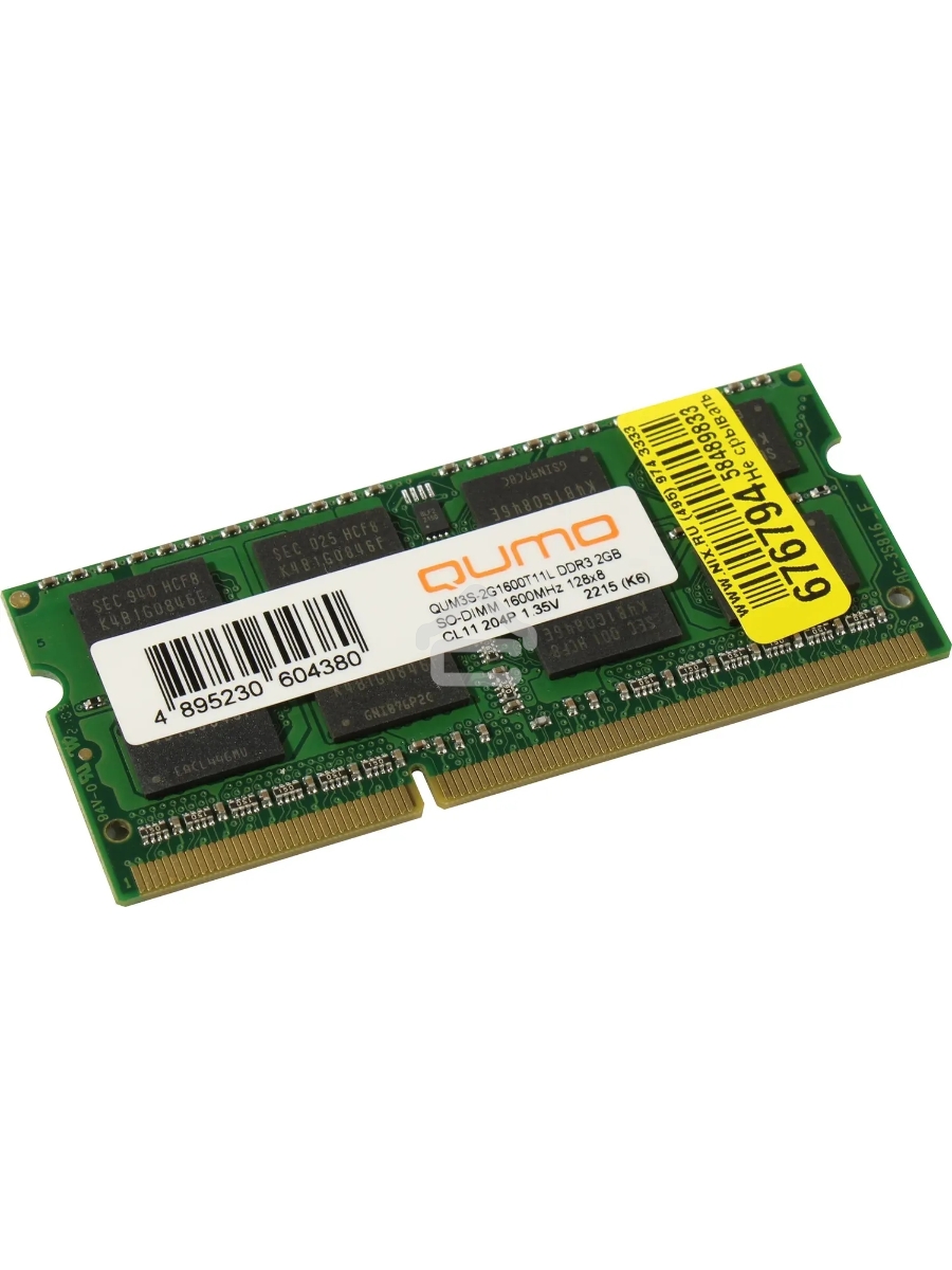 Оперативная память QUMO, DDR3, 2GB (1x2GB), 1600MHz, CL11, SO-DIMM