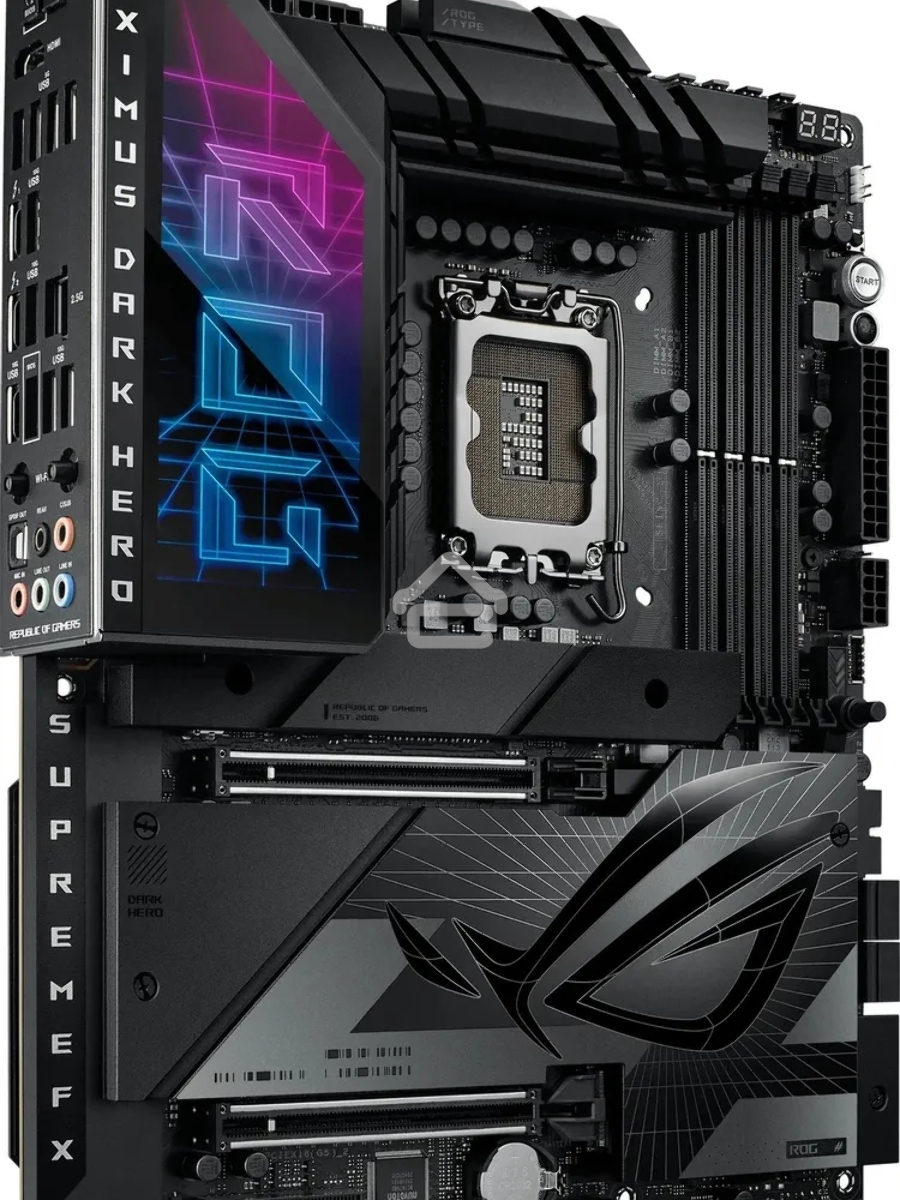 Материнская плата ASUS ROG MAXIMUS Z790 DARK HERO, LGA 1700, Intel Z790, 4xDDR5, 4xSATA, 5xM.2, 1xPCIe 5.0 x8, 1xPCIe 5.0 x16, 1xHDMI, 2xUSB-C 3.2 Gen 2, 1x 2.5Gb LAN, 4xUSB-A 3.2 Gen 1, 5xUSB-A 3.2 Gen 2, 5x3.5 мм, 7.1, Standard-ATX